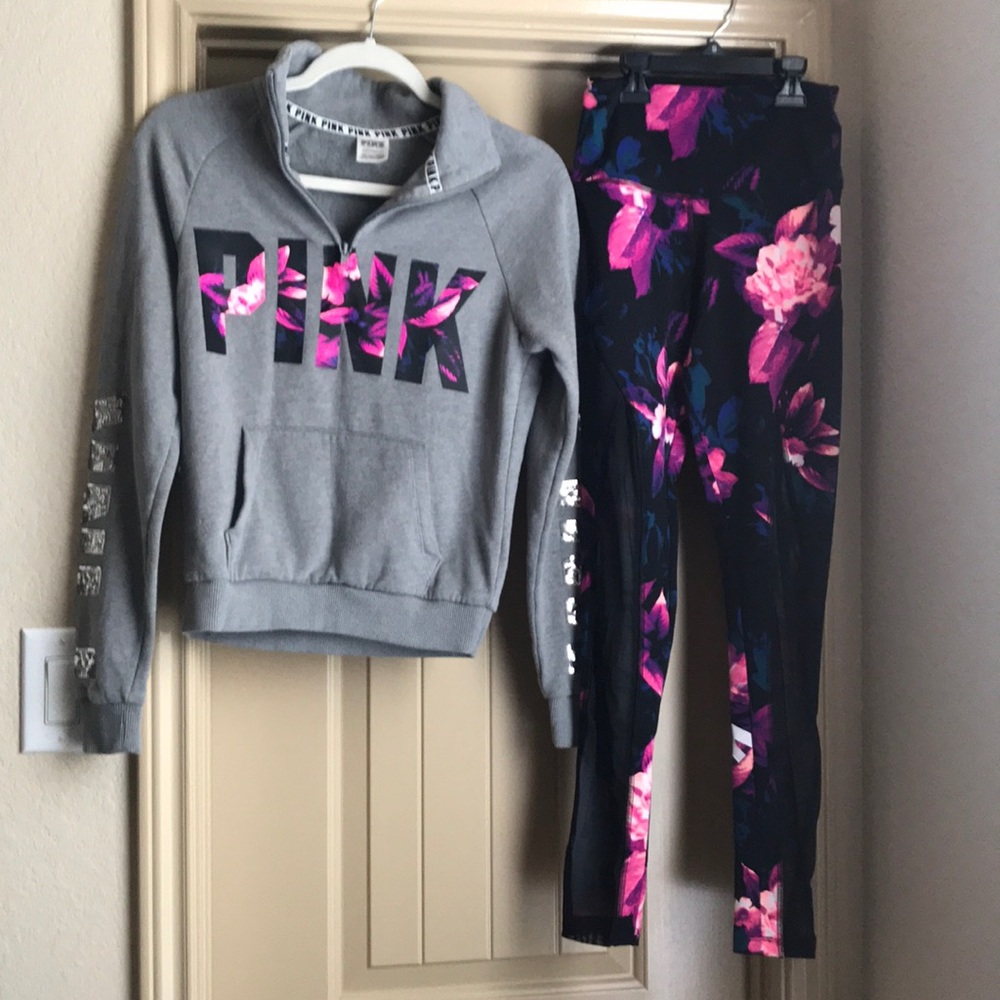 Pink leggings and sweatshirt
